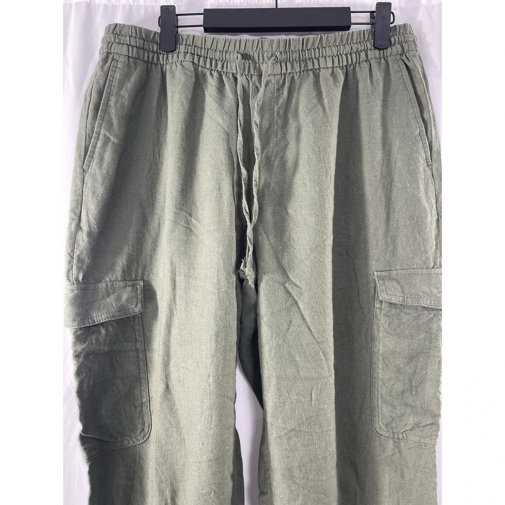 Banana Republic Women's Olive Green Linen Blend Cargo Drawstring Jogger Medium